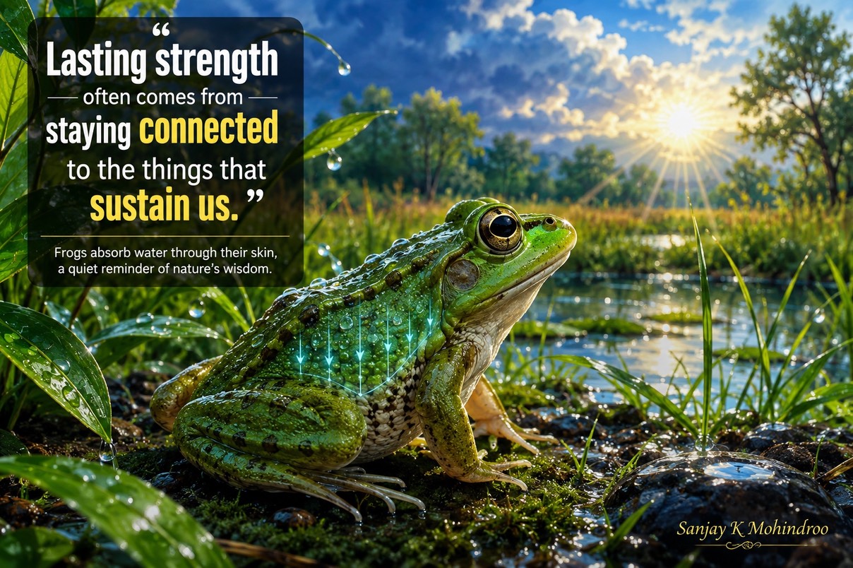Frogs absorb water through their skin