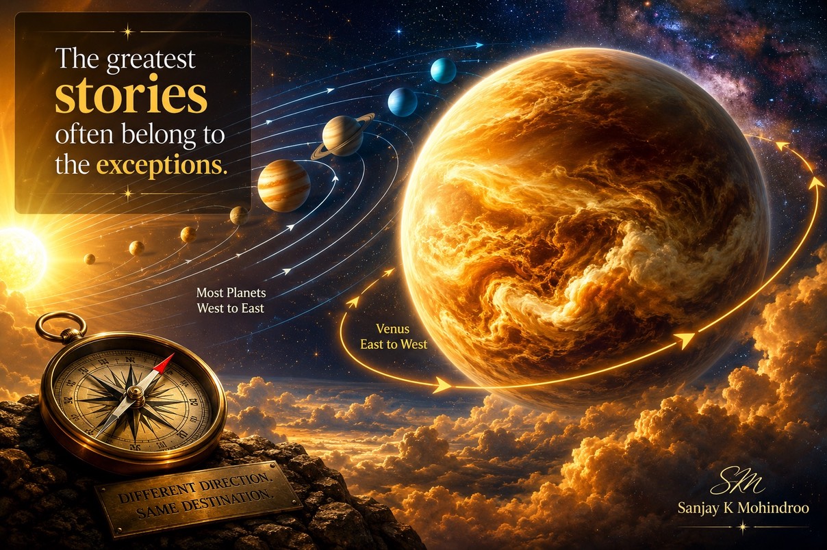 Venus rotates in the opposite direction to most planets.