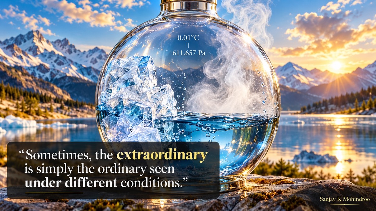 Water can boil and freeze simultaneously under a particular combination of temperature and pressure called the triple point